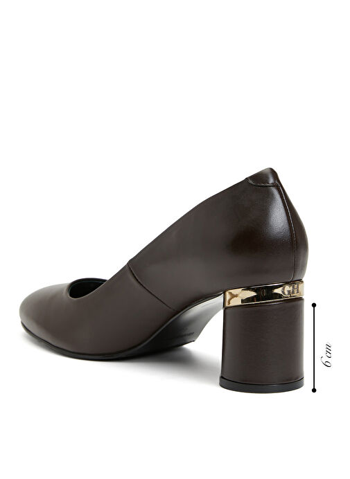 George Hogg Koyu Kahverengi Kadın Deri Topuklu Ayakkabı 3504-5FW - Görsel 4