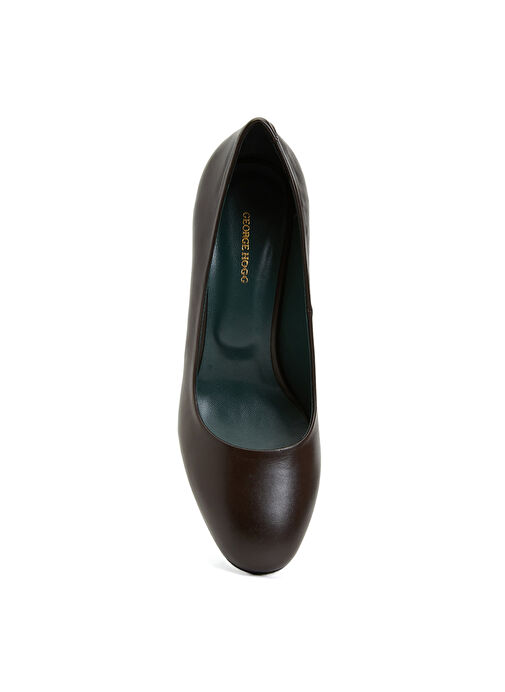 George Hogg Koyu Kahverengi Kadın Deri Topuklu Ayakkabı 3504-5FW - Görsel 5