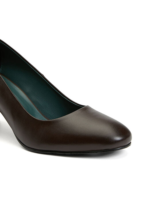 George Hogg Koyu Kahverengi Kadın Deri Topuklu Ayakkabı 3504-5FW - Görsel 7