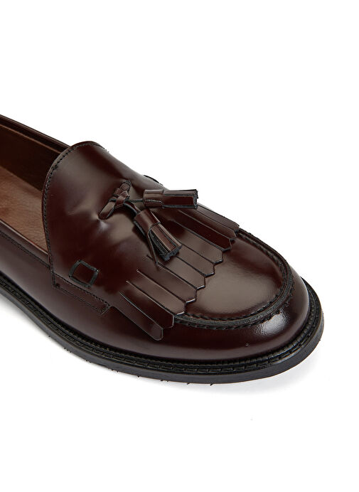 George Hogg Bordo Kadın Deri Loafer 93318 - Görsel 7