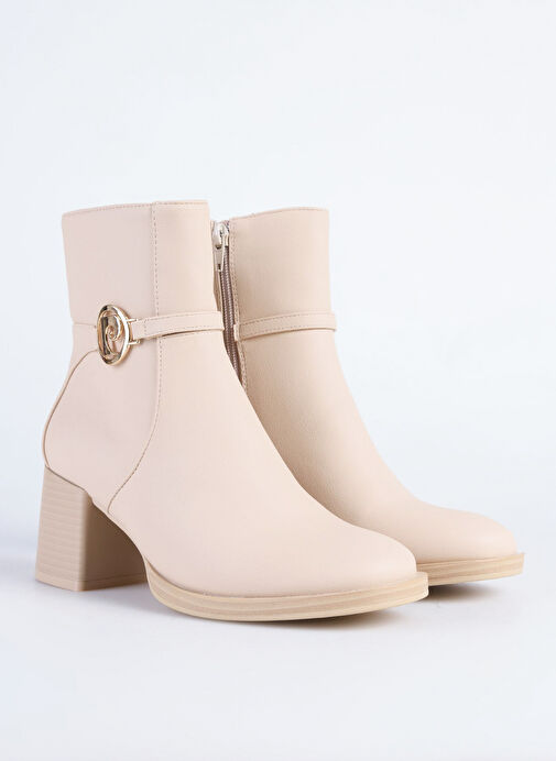 Pierre Cardin Bej Kadın Topuklu Bot PCI-11118 - Görsel 3