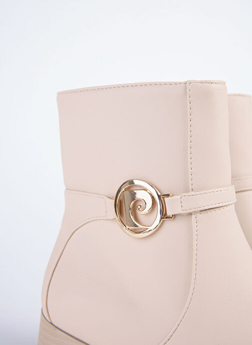 Pierre Cardin Bej Kadın Topuklu Bot PCI-11118 - Görsel 6