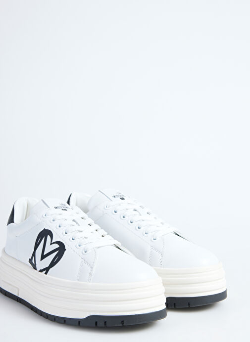 Love Moschino Beyaz-Siyah Kadın Deri Sneaker JA15096G1L - Görsel 6