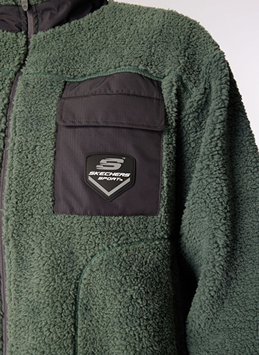 Skechers S242184-801 Outdoor Fleece Full Z Haki Erkek Fermuarlı
