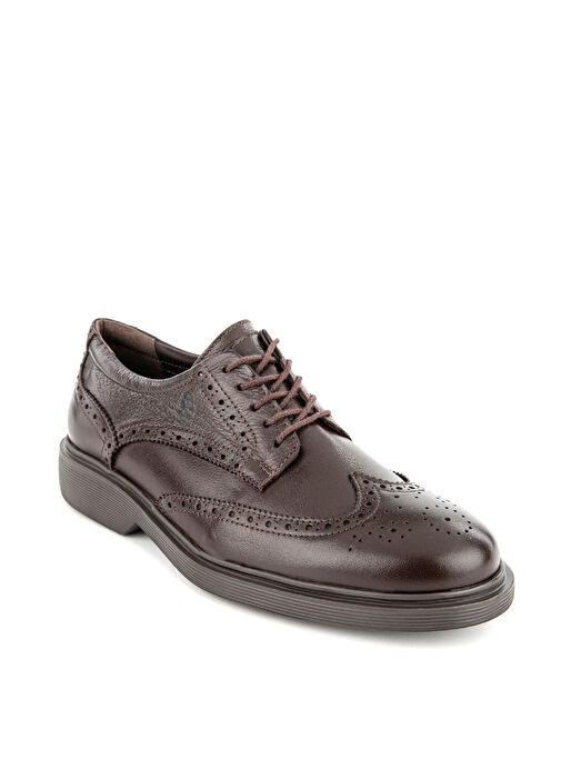 Hush Puppies Kahverengi Erkek Deri Klasik Ayakkabı Luas - Görsel 4