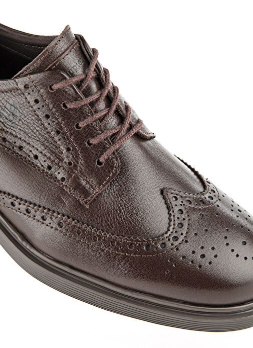 Hush Puppies Kahverengi Erkek Deri Klasik Ayakkabı Luas - Görsel 5