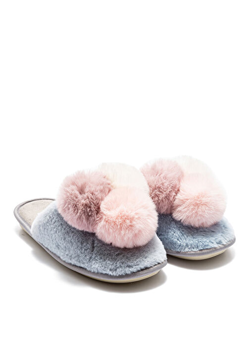 Twigy Gri-Pembe Kadın Ev Terliği CC0091 - Görsel 2