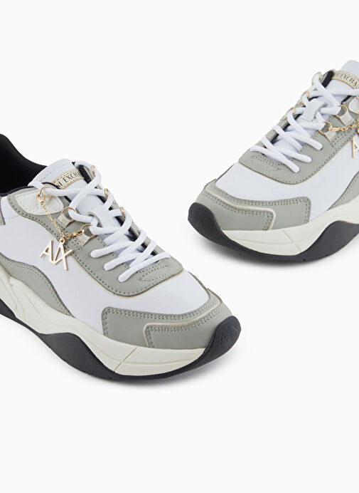 Armani Exchange Gri-Beyaz Kadın deri Sneaker XDX104XV580U293 - Görsel 5