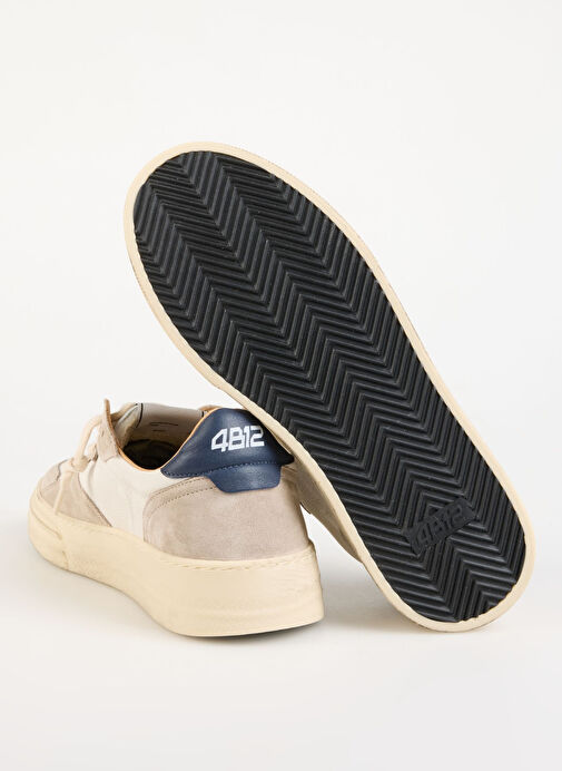 4B12 Beyaz-Bej Erkek Deri - Kumaş Sneaker HYPER - Görsel 6