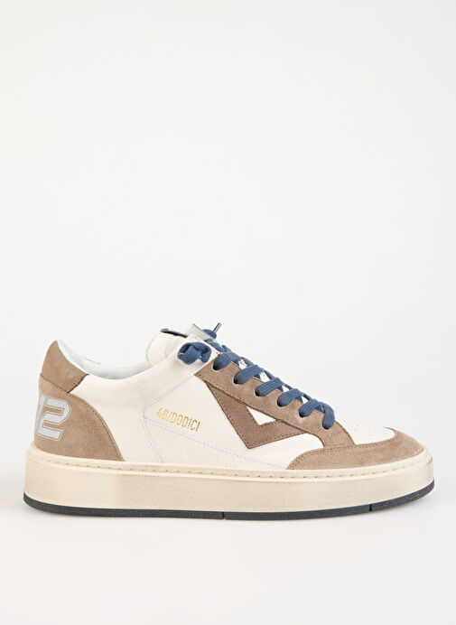 4B12 Beyaz-Bej Erkek Deri Sneaker KYLE - Görsel 2