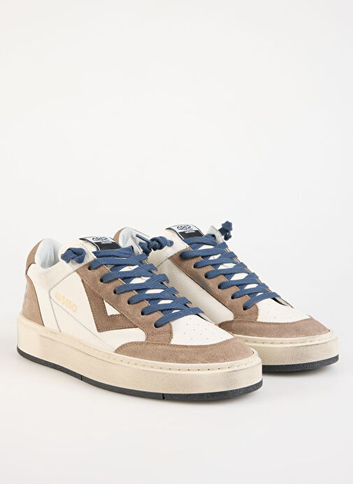 4B12 Beyaz-Bej Erkek Deri Sneaker KYLE - Görsel 3