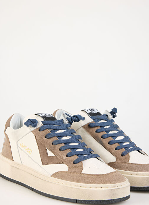 4B12 Beyaz-Bej Erkek Deri Sneaker KYLE - Görsel 4