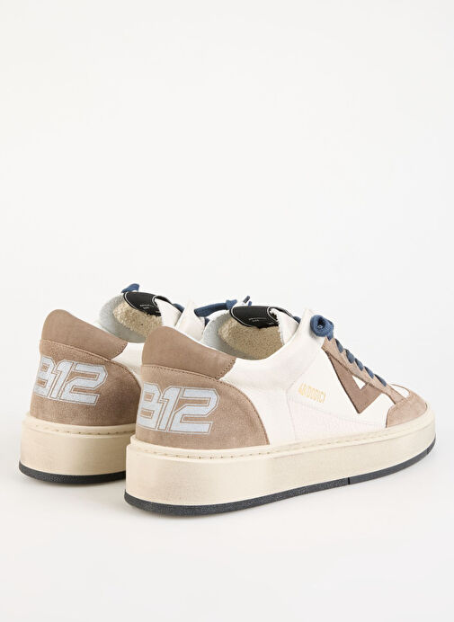 4B12 Beyaz-Bej Erkek Deri Sneaker KYLE - Görsel 5
