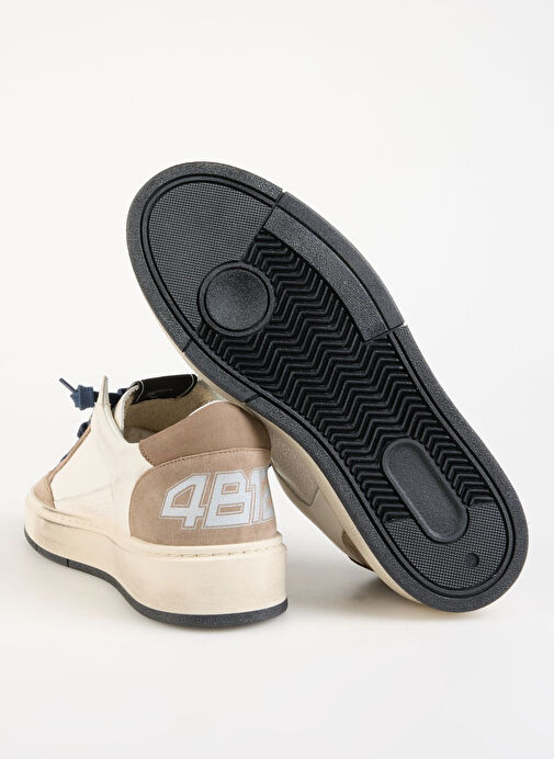 4B12 Beyaz-Bej Erkek Deri Sneaker KYLE - Görsel 6
