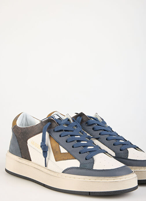 4B12 Beyaz-Mavi Erkek Deri Sneaker KYLE - Görsel 4