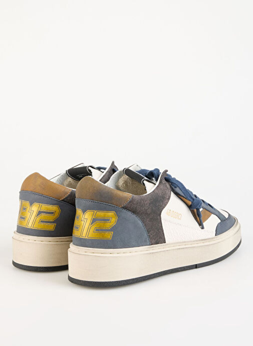 4B12 Beyaz-Mavi Erkek Deri Sneaker KYLE - Görsel 5