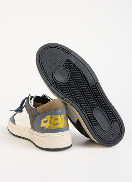4B12 Beyaz-Mavi Erkek Deri Sneaker KYLE - Görsel 6