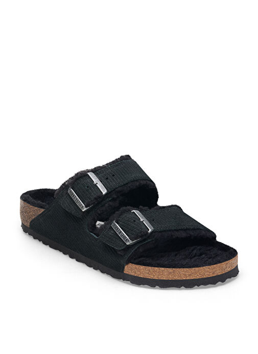 Birkenstock Siyah Erkek Süet Ev Terliği ARIZONA TEDDY VL GEPRÄGT - Görsel 3