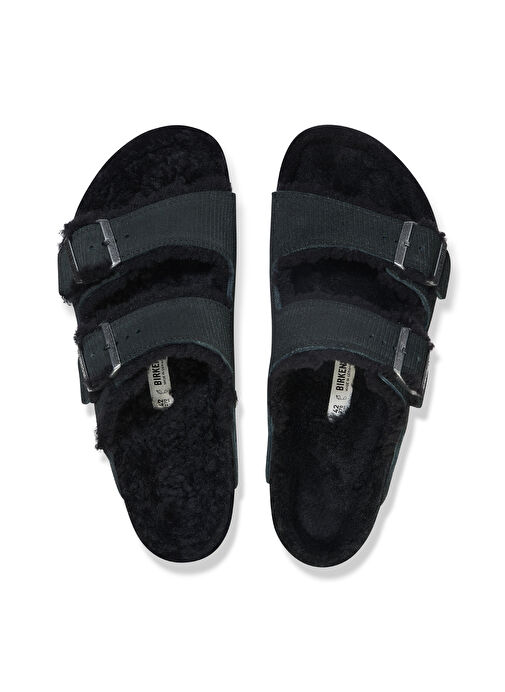 Birkenstock Siyah Erkek Süet Ev Terliği ARIZONA TEDDY VL GEPRÄGT - Görsel 4