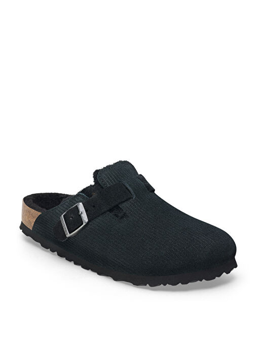 Birkenstock Siyah Erkek Süet Ev Terliği BOSTON TEDDY VL GEPRÄGT - Görsel 3