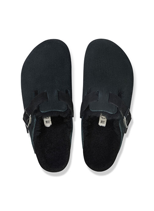 Birkenstock Siyah Erkek Süet Ev Terliği BOSTON TEDDY VL GEPRÄGT - Görsel 4