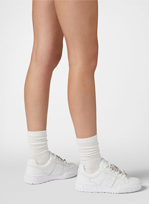 Chiara Ferragni Beyaz Kadın Deri Sneaker CF3405_009 - Görsel 3