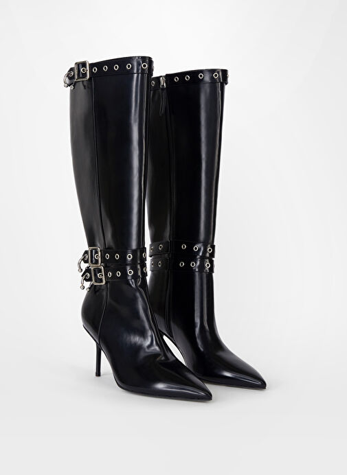 Chiara Ferragni Siyah Kadın Topuklu Çizme CF3450_001 - Görsel 4