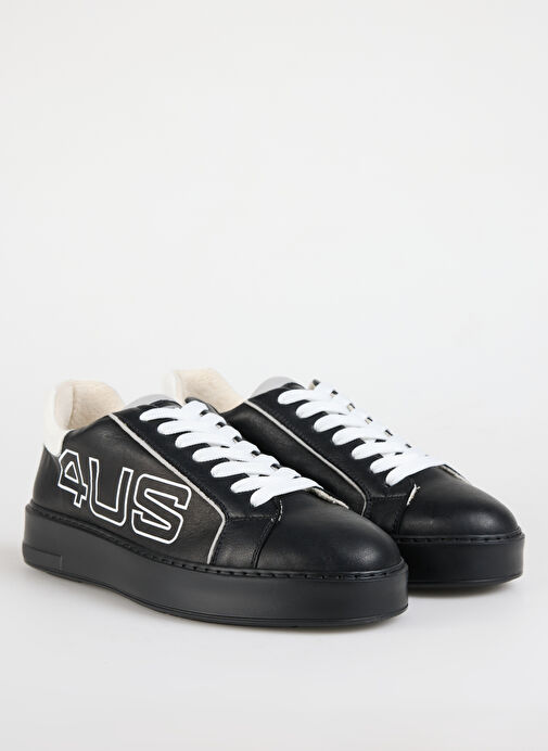 4Us Siyah-Beyaz Erkek Deri Sneaker JERRY 100 - Görsel 3