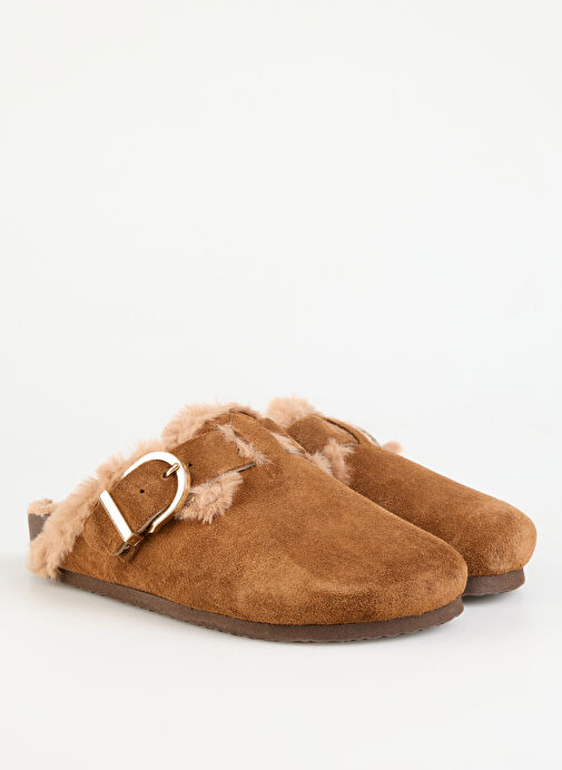 F By Fabrika Taba Kadın Süet Terlik KAYRAN - Görsel 3