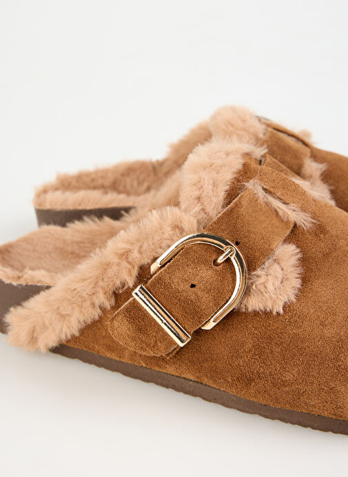 F By Fabrika Taba Kadın Süet Terlik KAYRAN - Görsel 6