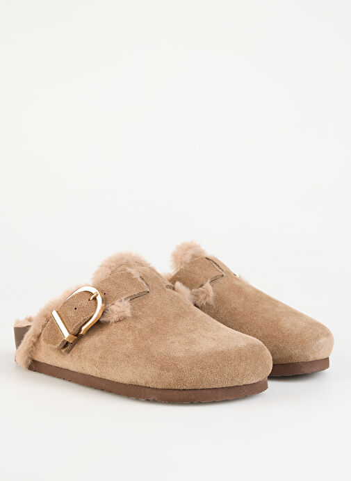 F By Fabrika Vizon Kadın Süet Terlik KAYRAN - Görsel 3