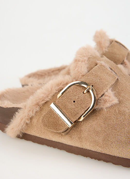 F By Fabrika Vizon Kadın Süet Terlik KAYRAN - Görsel 6