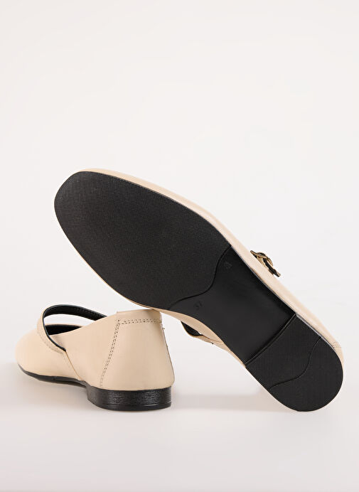 Fabrika Bej Kadın Deri Babet D-DERVILA - Görsel 5