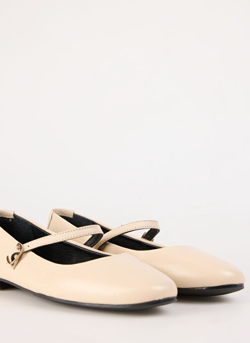 Fabrika Bej Kadın Deri Babet D-DERVILA - Görsel 6