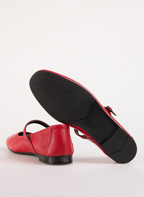 Fabrika Kırmızı Kadın Deri Babet D-DERVILA - Görsel 5