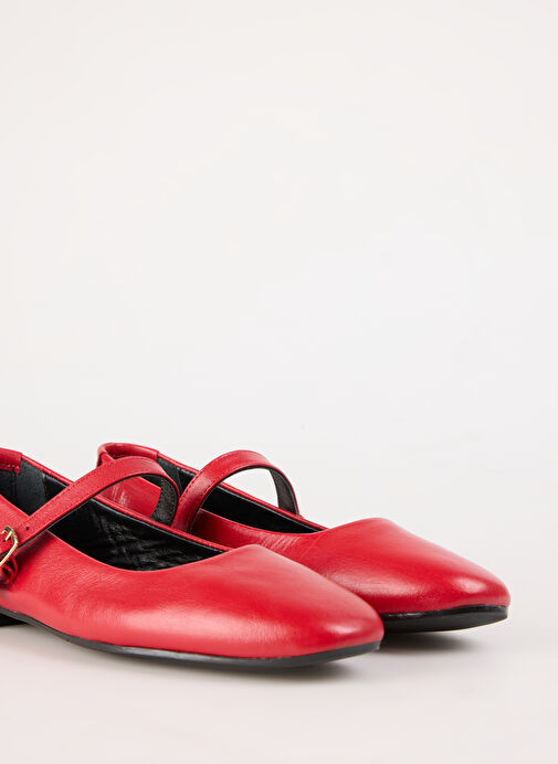 Fabrika Kırmızı Kadın Deri Babet D-DERVILA - Görsel 6