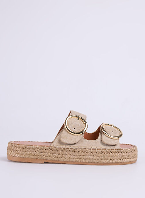 Fabrika Bej Kadın Deri Terlik D-GEORGIA - Görsel 2