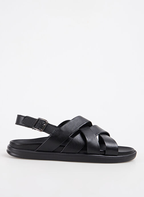 Fabrika Siyah Erkek Deri Sandalet NOLAN - Görsel 2