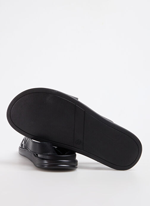 Fabrika Siyah Erkek Deri Sandalet NOLAN - Görsel 5