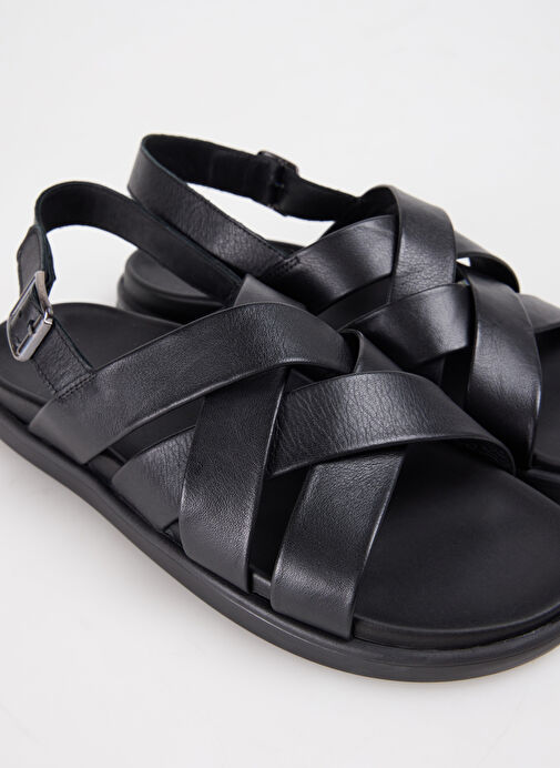 Fabrika Siyah Erkek Deri Sandalet NOLAN - Görsel 6