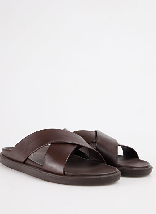 Fabrika Kahverengi Erkek Deri Terlik REBEL - Görsel 3