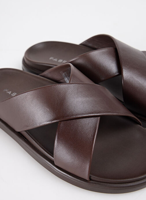 Fabrika Kahverengi Erkek Deri Terlik REBEL - Görsel 6