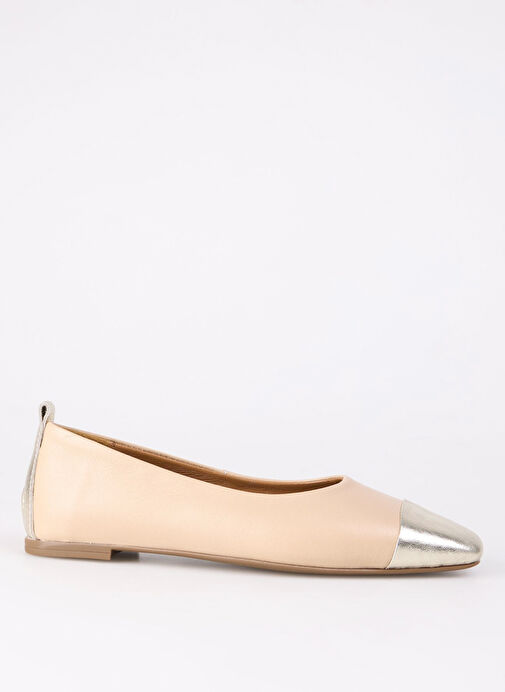 Fabrika Bej-Gümüş Kadın Deri Babet D-EMERY - Görsel 2