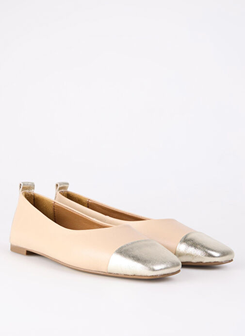 Fabrika Bej-Gümüş Kadın Deri Babet D-EMERY - Görsel 3