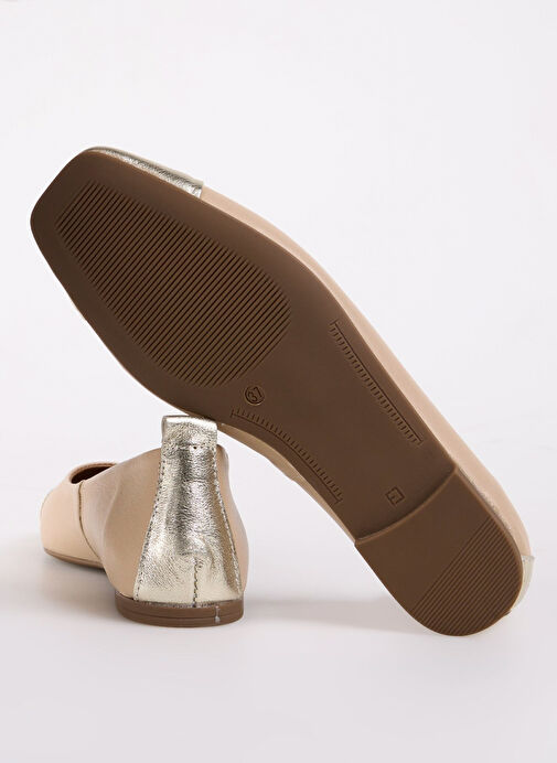 Fabrika Bej-Gümüş Kadın Deri Babet D-EMERY - Görsel 5