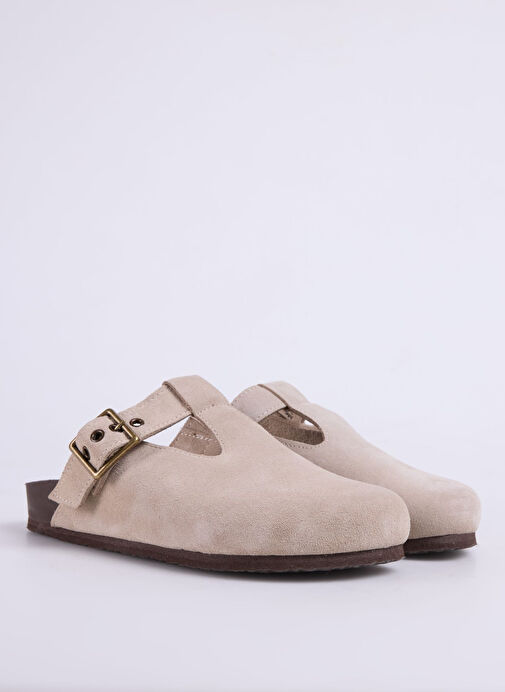 Fabrika Bej Kadın Deri Terlik D-CATALINA - Görsel 3