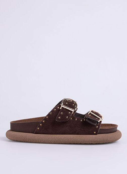 Fabrika Kahverengi Kadın Deri Terlik D-DESTINY - Görsel 2