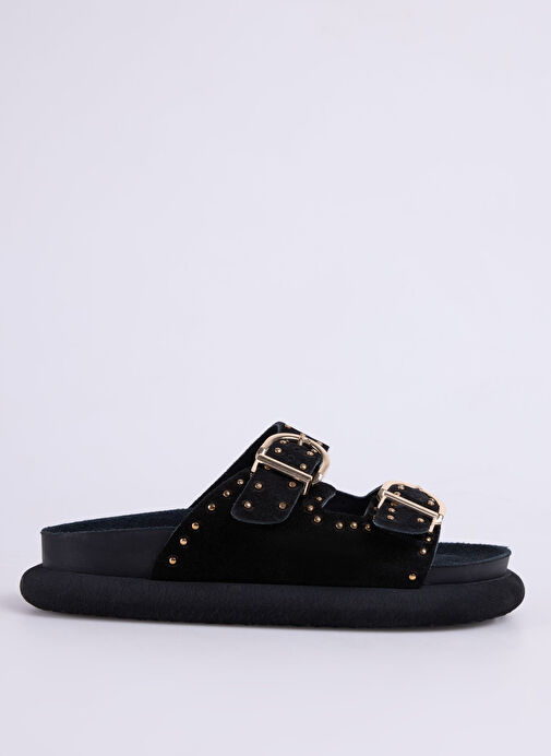 Fabrika Siyah Kadın Deri Terlik D-DESTINY - Görsel 2