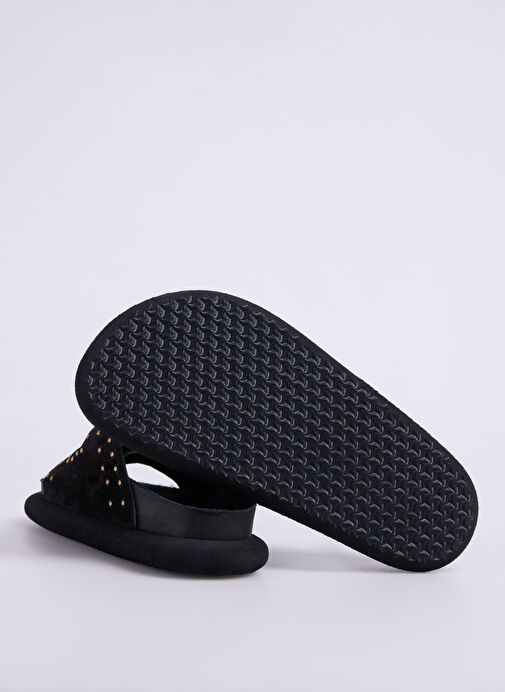 Fabrika Siyah Kadın Deri Terlik D-DESTINY - Görsel 5