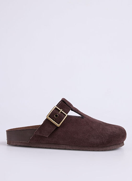 Fabrika Kahverengi Kadın Deri Terlik D-CATALINA - Görsel 2